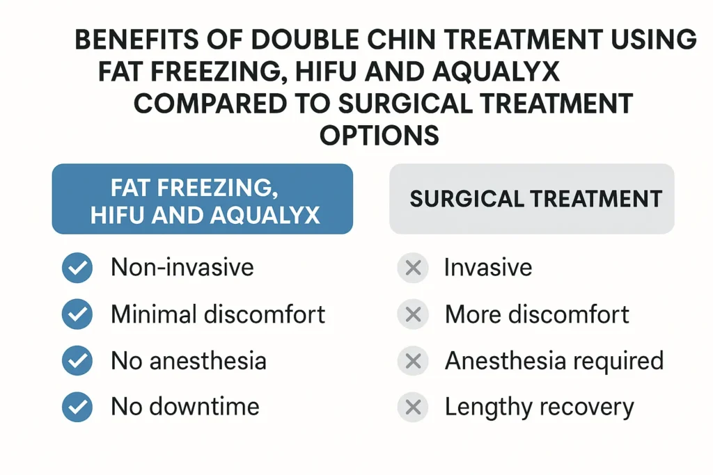 Graphic about the benefits of double chin treatment Broxburn - from LA LIPO