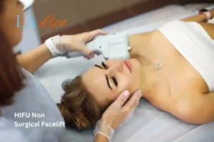 Woman having Hi-Fu to reduce wrinkles Broxburn.