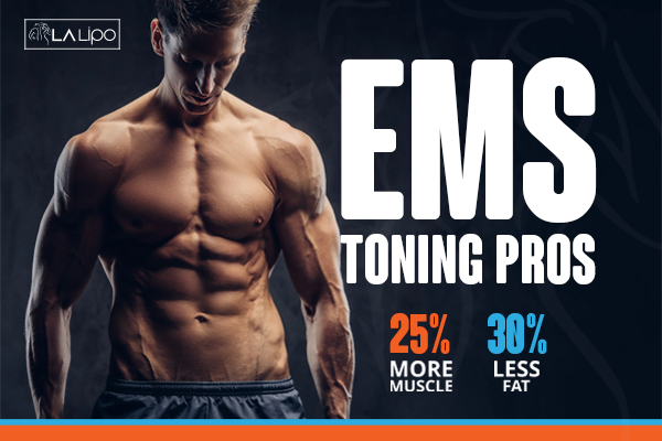 Graphic of man with toned body showing the benefits of LA-EMS Body Sculpting Broxburn treatment