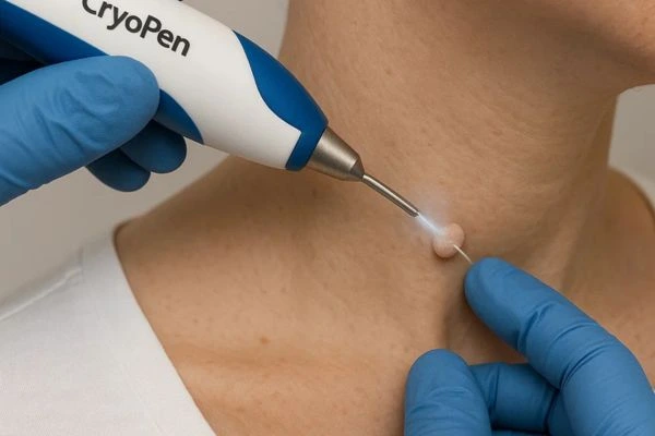 Person receiving Cryotherapy skin tag removal Broxburn